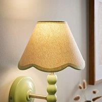 ValueLights Florie Natural Linen Tapered Scalloped Pastel Trim Mini Lamp Shade in Pale Green