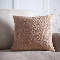 Portfolio Home Boucle Textured Filled Cushion Pillow 18" Inch Square 45cm x 45cm in Taupe | Size: 45 cm x 45 cm