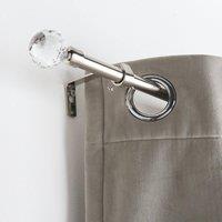 OHS Curtain Pole Extendable 16mm Metal Finnials Crystal End Rod 70-120cm in Metallic Silver | Size: 120 cm
