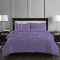 Snug City Ruffle Design Duvet Cover Soft Elegant Bedding Set with Pillowcases in Lilac | Size: King