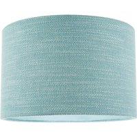 Happy Homewares Designer Bobbled & Textured Linen Fabric Round Drum Lamp Shade in Duck Egg Blue | Size: 12 inches