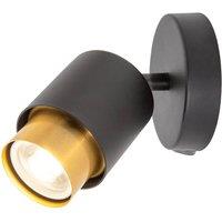 Happy Homewares Modern Matte Black Spot Wall Light Fitting with Inner Gold Metal