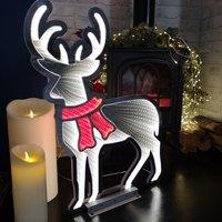 Samuel Alexander 60cm LED Standing Reindeer Infinity Christmas Decoration with Metal Base in White