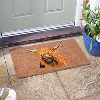 Marco Paul Orange Coir Highland Cow Nonslip Doormat 45x75cm | Size: Medium