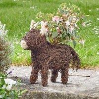 Marco Paul 30cm Brown Rattan Highland Cow Garden Planter