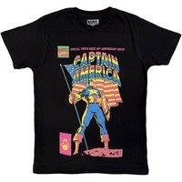 Rock Off officially Licensed Products Marvel Comics Captain America 50th Anniversary T-Shirt in Black | Size: Medium