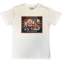 Rock Off officially Licensed Products Marvel Comics Avengers Framed Japanese T-Shirt in White | Size: 2XL