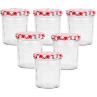 simpa 324ml Wide Mouth Glass Jam Preserve Pickle Jars with Screw Top Lids in Clear | Size: 6 Pack