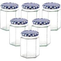 simpa 280ml Glass Jam Preserve Pickle Jars with Screw Top Lids in Blue | Size: 6 Pack