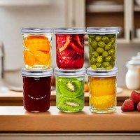 simpa 475ml Quilted Glass Mason Jars with Metal Airtight Lids in Clear | Size: 6 Pack