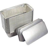 simpa Pack of 125 Aluminium Foil Food Containers with Lids 6A 670ml in Metallic Silver