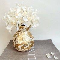 Jasmine Alice Home Gold Leaf Ceramic Vase in White