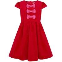 HOLLY HASTIE Girl's Joy Velvet & Satin Bows Girls Party Dress in Red | Size: 1-2 Years
