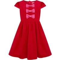 HOLLY HASTIE Girl's Joy Velvet & Satin Bows Girls Party Dress in Red | Size: 3-4 Years