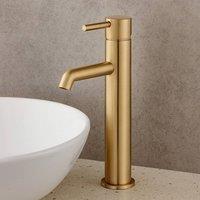 Bathroom Kingdom Chepstow Brushed Brass Freestanding Basin Mixer Tap in Gold