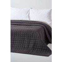 Homescapes Cotton Quilted Reversible Bedspread in Black | Size: Single