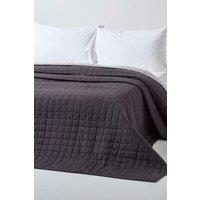 Homescapes Cotton Quilted Reversible Bedspread in Black | Size: King