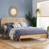 Birlea Rattan Bed Frame Calibra Oak Bedstead in Beige | Size: Double