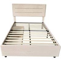 Furniture Maxi Cibor Wooden Bed Frame with 2 Drawers Single Bed or Double Bed in Beige