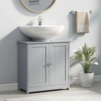 Kleankin 60x60cm Under-Sink Storage Cabinet w/ Adjustable Shelf in Grey | Size: 60x60 cm