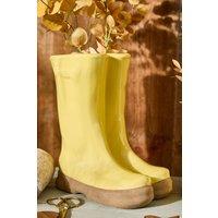 Dibor Large Yellow Wellington Boot Indoor Outdoor Garden Planter Flower Pot (H)16cm, (L)24cm