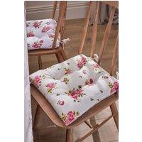 Dibor Set of 2 Pink Floral Print Indoor Outdoor Chair Seat Pads 40x40cm in White | Size: 40 cm x 40 cm