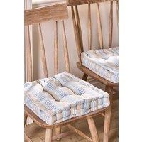Dibor Set of 2 Blue Striped Chair Seat Pad Box Cushions 40x40cm | Size: 40 cm x 40 cm