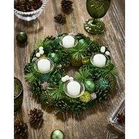 Dibor Woodland Green Round Table Centrepiece Christmas Decoration Candle Holders Tealight Holder 30cm
