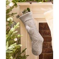 Dibor Set of 4 Traditional Grey Chunky Knit Xmas Gift Christmas Stocking | Size: 4 Pack