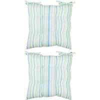 Dibor Set of 2 Blue Striped Indoor Outdoor Chair Seat Pad Garden Cushions L40cm x W40cm | Size: 40 cm x 40 cm