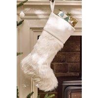 Dibor Set of 4 Traditional Beresford White Faux Fur Xmas Christmas Stocking in Brown | Size: 4 Pack