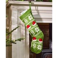 Dibor Set of 4 Green Santa Hats Chunky Knit Xmas Gift Christmas Stocking | Size: 4 Pack