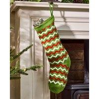 Dibor Set of 4 Traditional Festive Zig Zag Knitted Xmas Decor Christmas Stocking | Size: 4 Pack