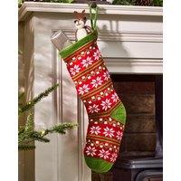 Dibor Set of 4 Snowflake Nordic Chunky Knit Xmas Gift Decoration Christmas Stocking | Size: 4 Pack