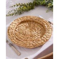 Dibor Set of 2 Water Hyacinth Serving Plate Charger Plates Dia 32cm in Natural