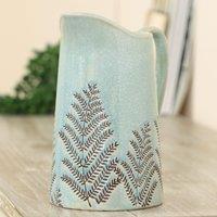 Dibor Vintage Style Pitcher for Home Dcor or Serving Rustic Ceramic Jug in Blue