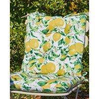 Dibor Set of 2 Lemon Patterned Summer Outdoor Garden Chair Seat Pad Cushions W40 x L40cm in Yellow | Size: 40 cm x 40 cm