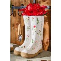 Dibor Large Flowers Indoor Outdoor Welly Boots Planter H29.5 x W24cm in White