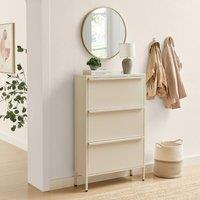 FurnitureboxUK Eira Metal Storage Shoe Cabinet in Cream