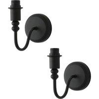 ValueLights Binky Pair of Rechargeable LED Bulb Wall Light Bases in Black