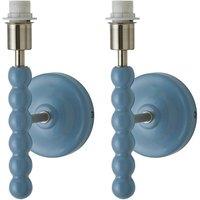 ValueLights Bobbins Pair of Pastel Bobble Style Wall Light Bases in Pale Blue