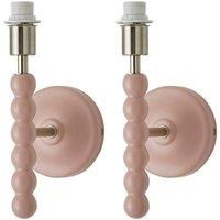 ValueLights Bobbins Pair of Pastel Bobble Style Wall Light Bases in Pale Pink