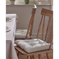 Dibor Set of 2 Striped Indoor Chair Seat Pads Furniture Cushions L40cm x W40cm in Beige | Size: 40 cm x 40 cm