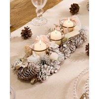 Dibor Wild Wonderland Trio Xmas Table Decoration Centrepiece Christmas Dcor Candle Holders 37cm in White