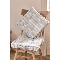 Dibor Set of 2 Blue Striped Chair Seat Pad Garden Box Cushions W40 x L40cm | Size: 40 cm x 40 cm