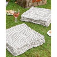 Dibor Set of 2 Grey Striped Box Outdoor Garden Chair Seat Pad Cushions L40cm x W40cm | Size: 40 cm x 40 cm