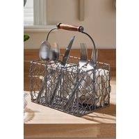 Dibor Grey Farmhouse Chicken Wire Kitchen Storage Cutlery Caddy Gift Idea | Size: Medium