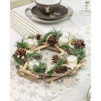 Dibor Nordic Wreath Tealight Xmas Table Decoration Centrepiece Christmas Dcor Candle Holders 30cm in Natural