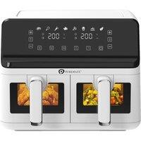 PureMate 9L Dual Air Fryer with Digital Display, Healthy, Oil Free Dual Basket in White | Size: 1 Pack
