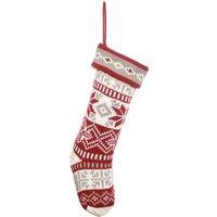 Dibor Set of 2 Red Fair Isle Nostalgia Knit Xmas Gift Christmas Stockings | Size: 2 Pack